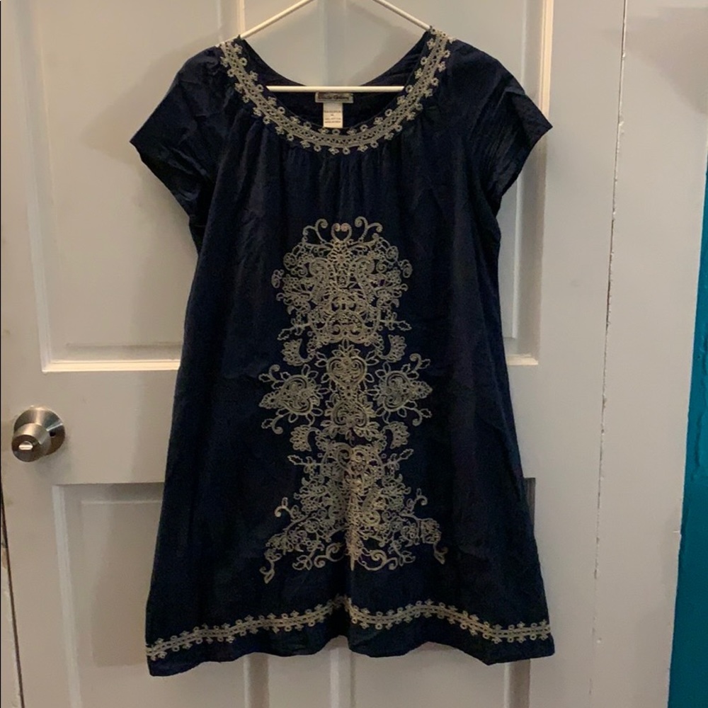 Navy stitched design dress